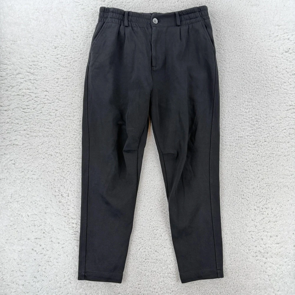 YoungLA Chino Pants Mens 32 Black Regular Fit Elastic Waist Tapered Casual 32x26